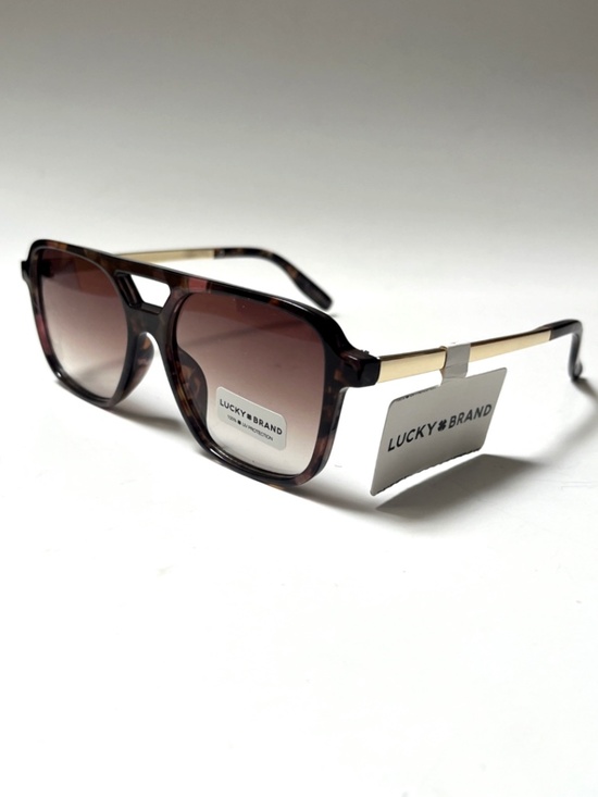 New LUCKY BRAND Double Bridge Aviator Sunglasses Tortoise Shell Acetate BWN-GLD